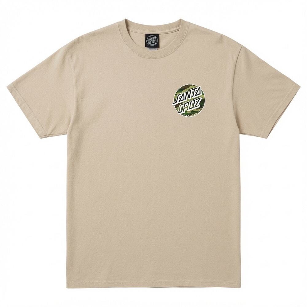 Santa Cruz Skateboards Camo Logo Tee Men’s 2XL Beige Tan Streetwear Graphic